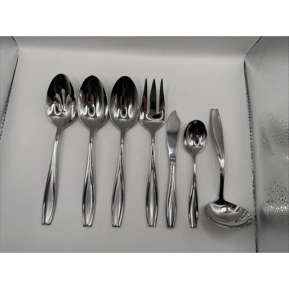Gorham Tulip Frosted (7) Pc Serving Set Stainless‎ Korea